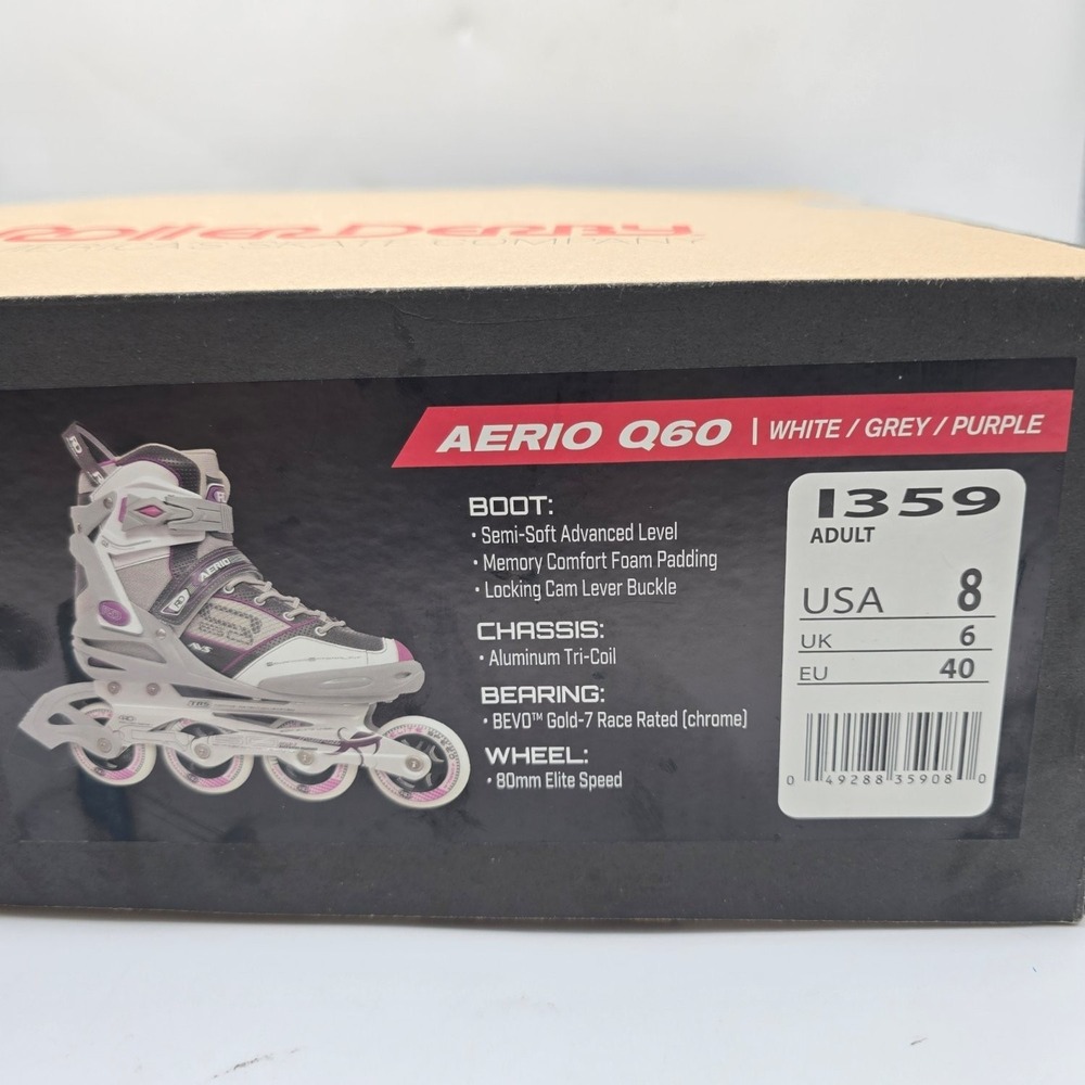Roller Derby Aerio Q-60 Inline Skates Women's Size 8 White Grey Purple - Picture 12 of 12
